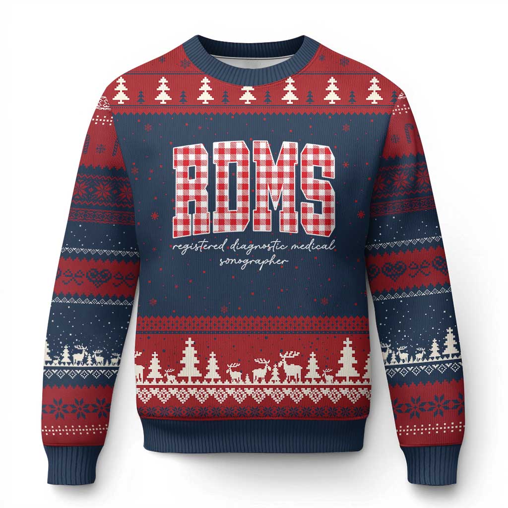 Xmas RDMS Ugly Christmas Sweater Buffalo Plaid Sonographer Ultrasound Tech Gift - Wonder Print Shop
