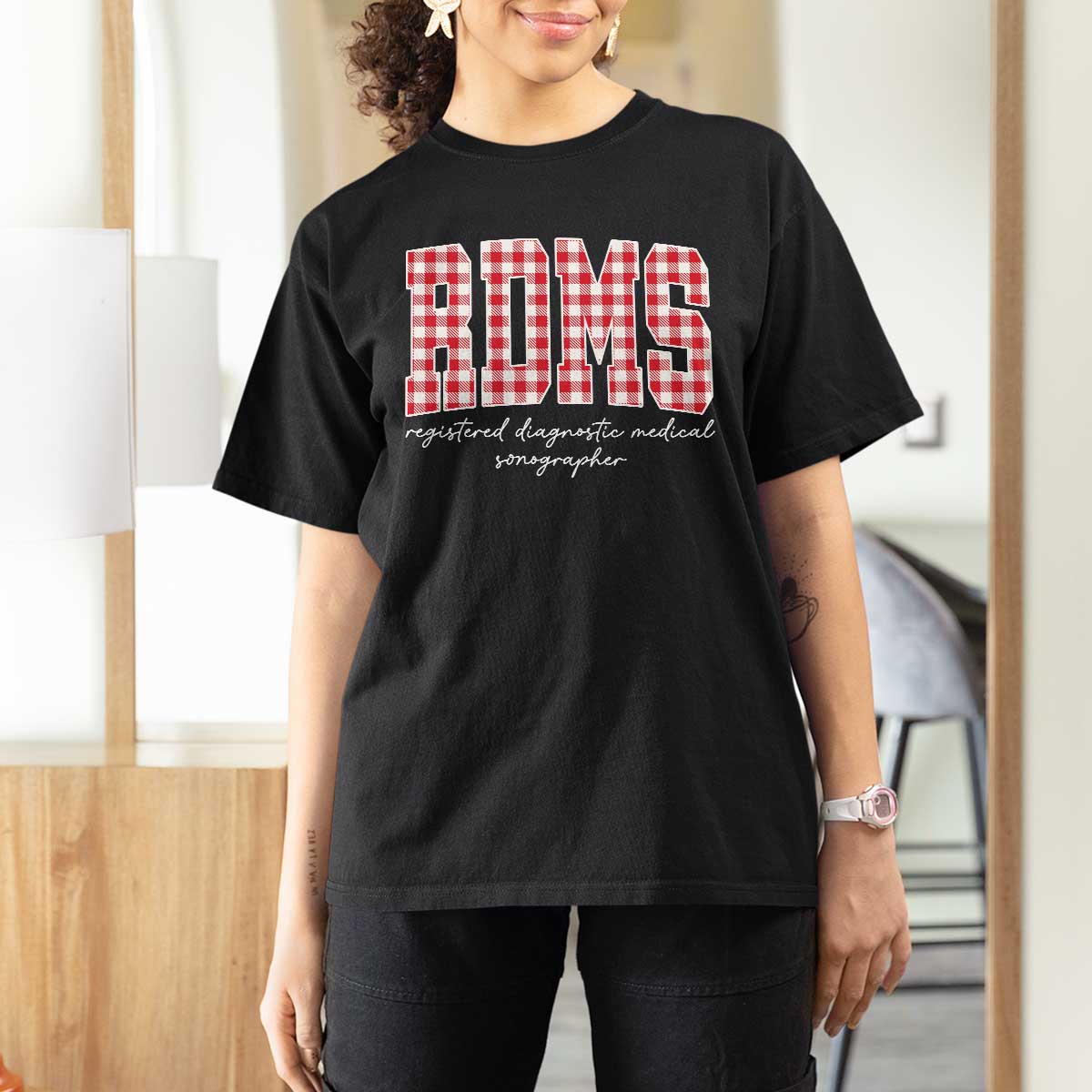 Christmas RDMS T Shirt For Women Buffalo Plaid Sonographer Ultrasound Tech Gift - Wonder Print Shop