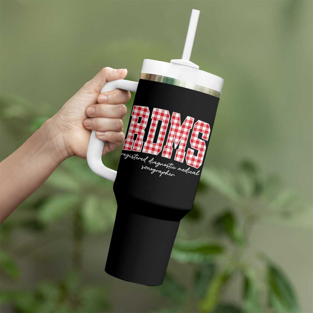 Christmas RDMS Tumbler With Handle Buffalo Plaid Sonographer Ultrasound Tech Gift - Wonder Print Shop