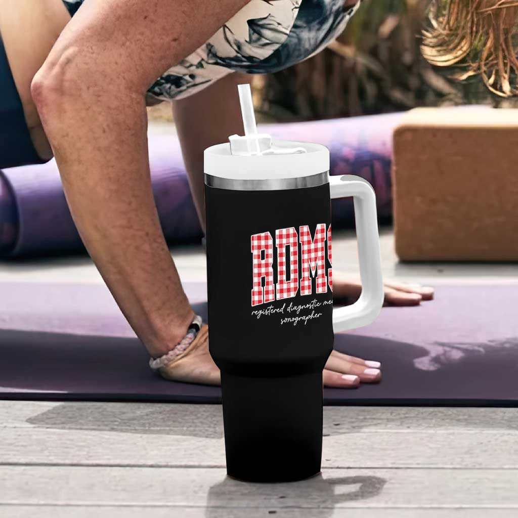 Christmas RDMS Tumbler With Handle Buffalo Plaid Sonographer Ultrasound Tech Gift - Wonder Print Shop