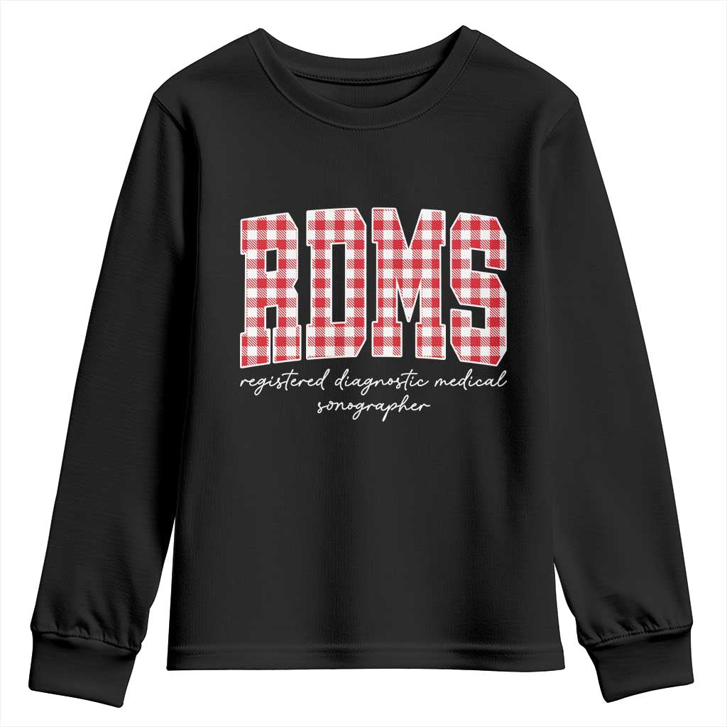 Christmas RDMS Youth Sweatshirt Buffalo Plaid Sonographer Ultrasound Tech Gift - Wonder Print Shop