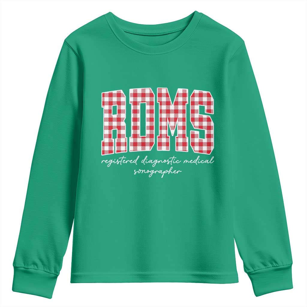 Christmas RDMS Youth Sweatshirt Buffalo Plaid Sonographer Ultrasound Tech Gift - Wonder Print Shop