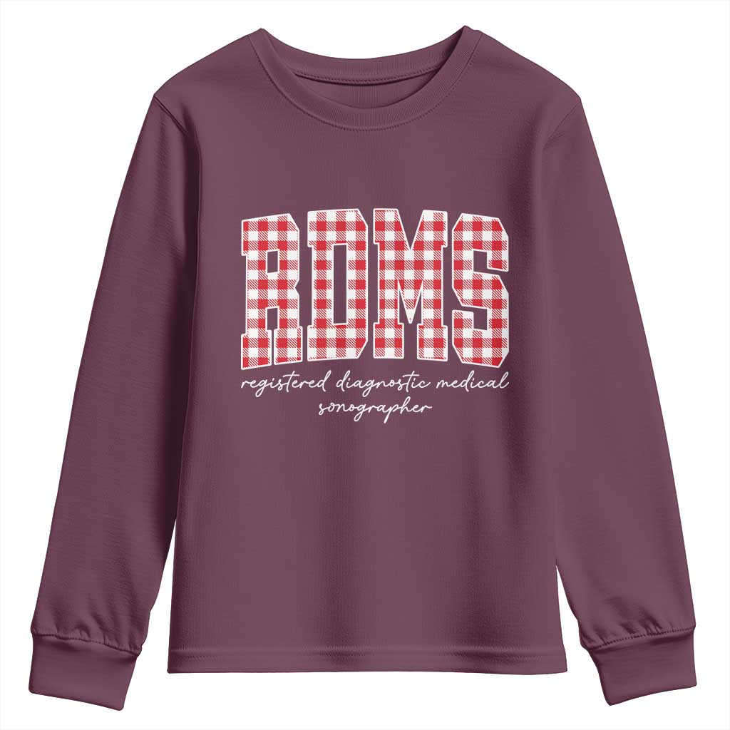 Christmas RDMS Youth Sweatshirt Buffalo Plaid Sonographer Ultrasound Tech Gift - Wonder Print Shop
