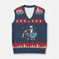 Goose Nurse V-Neck Knit Sweater Vest Cuff Em Cute Nursing Graduation Gift - Wonder Print Shop