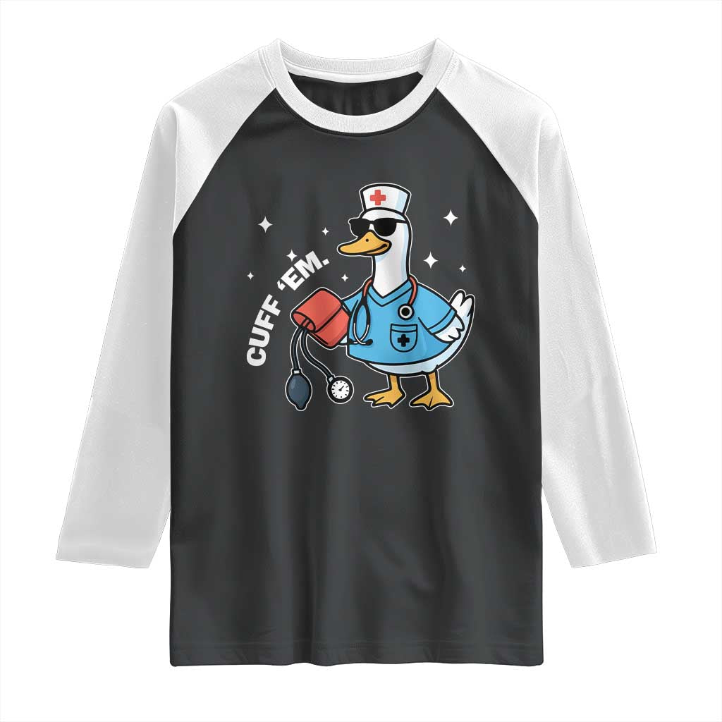 Goose Nurse Raglan Shirt Cuff Em Cute Nursing Graduation Gift - Wonder Print Shop
