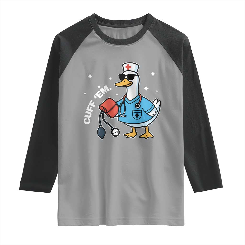 Goose Nurse Raglan Shirt Cuff Em Cute Nursing Graduation Gift - Wonder Print Shop