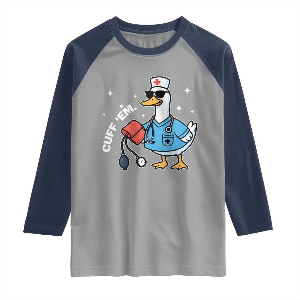 Goose Nurse Raglan Shirt Cuff Em Cute Nursing Graduation Gift - Wonder Print Shop