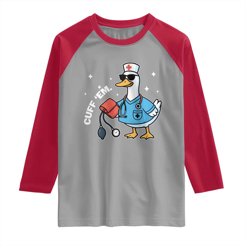 Goose Nurse Raglan Shirt Cuff Em Cute Nursing Graduation Gift - Wonder Print Shop