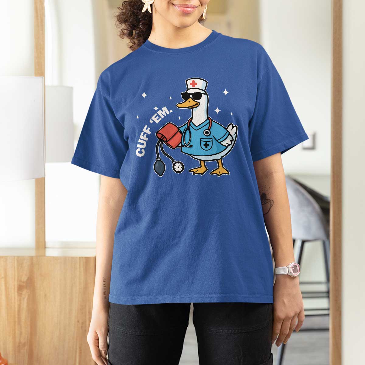 Goose Nurse T Shirt For Women Cuff Em Cute Nursing Graduation Gift - Wonder Print Shop