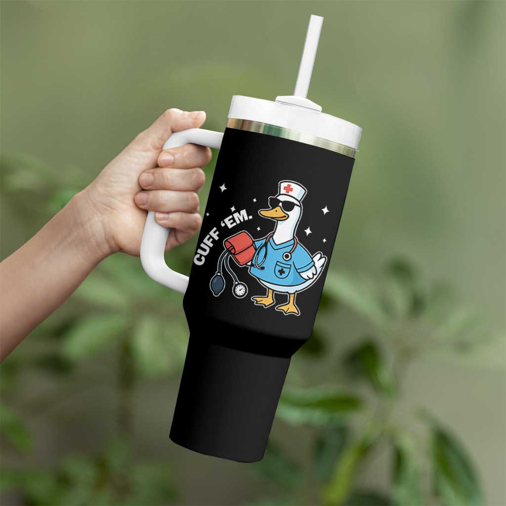 Goose Nurse Tumbler With Handle Cuff Em Cute Nursing Graduation Gift - Wonder Print Shop