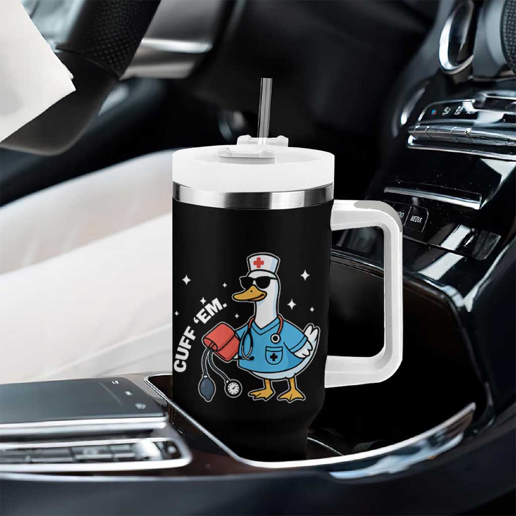 Goose Nurse Tumbler With Handle Cuff Em Cute Nursing Graduation Gift - Wonder Print Shop