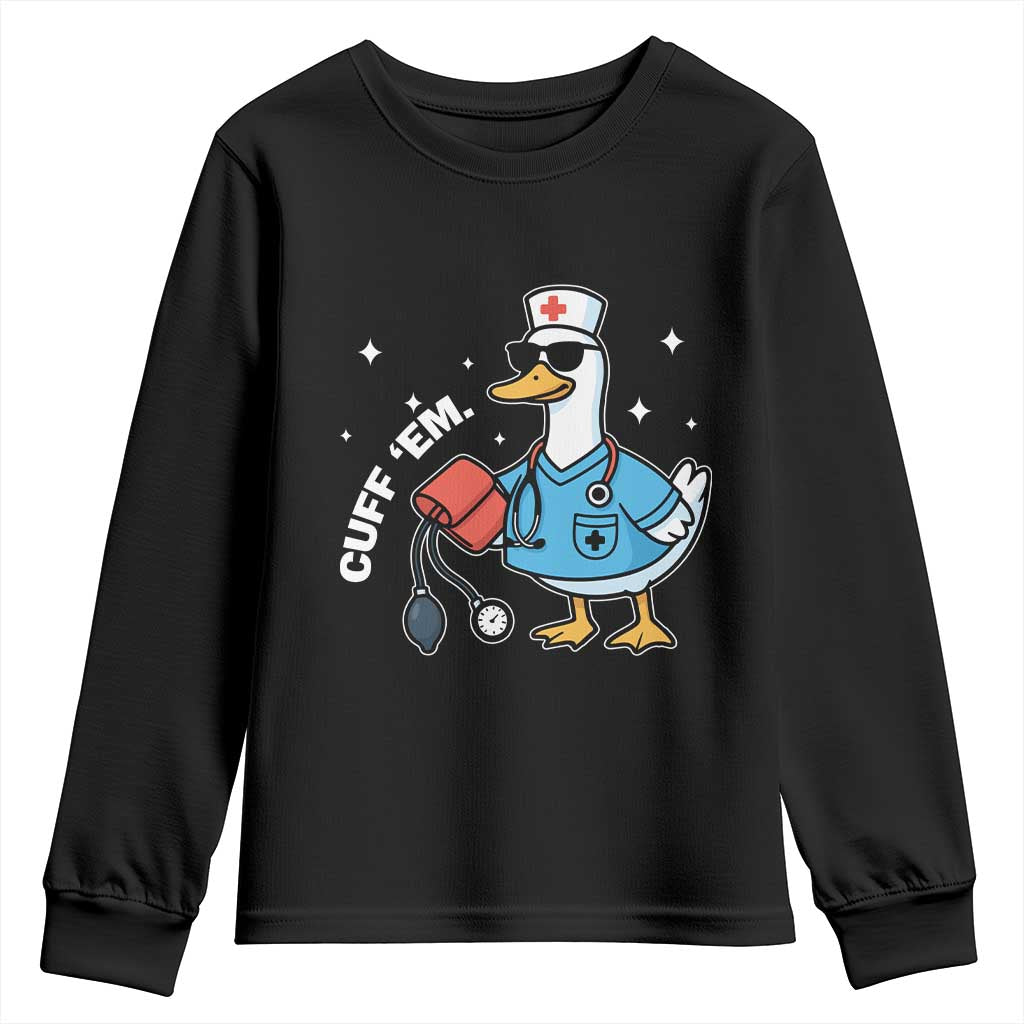 Goose Nurse Youth Sweatshirt Cuff Em Cute Nursing Graduation Gift - Wonder Print Shop