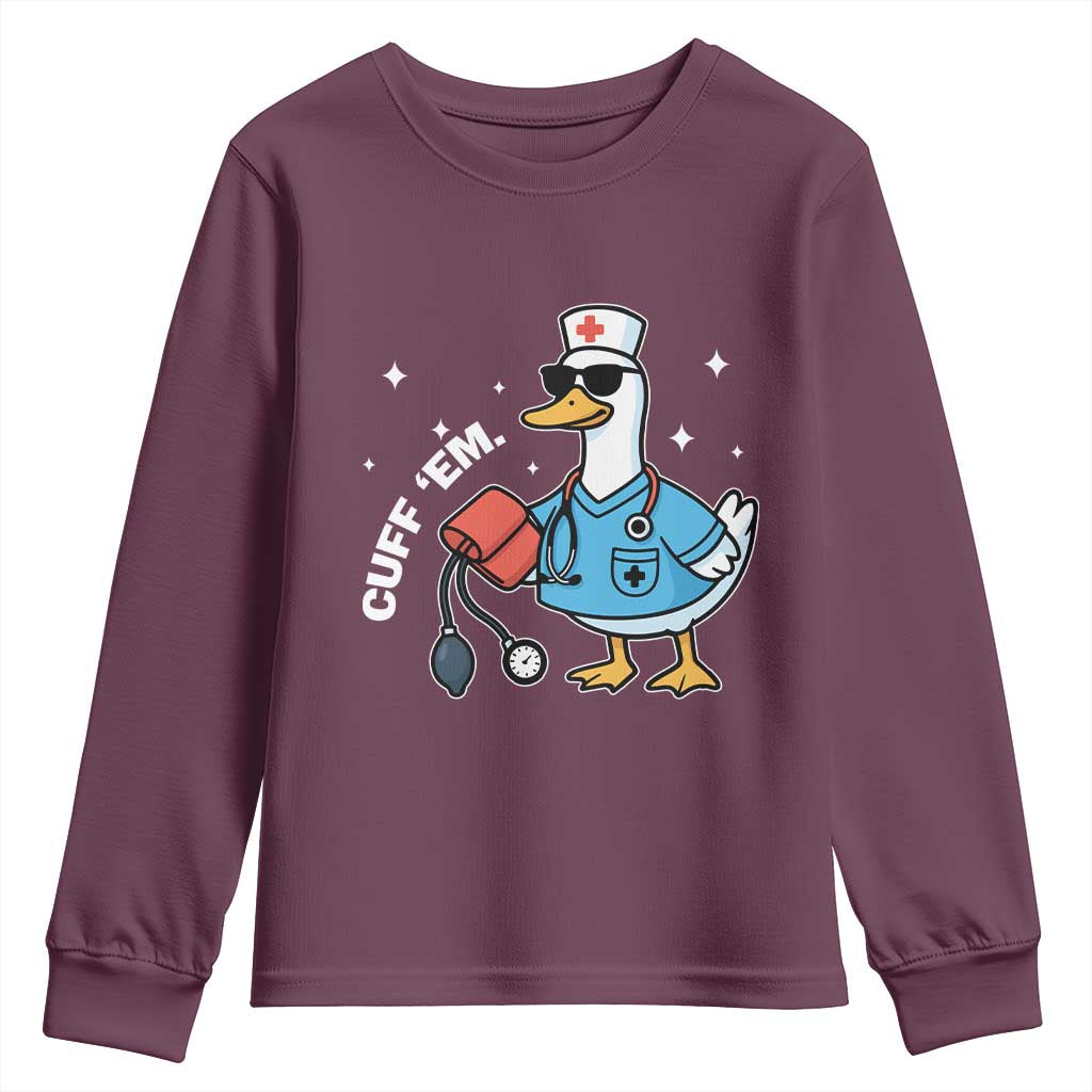 Goose Nurse Youth Sweatshirt Cuff Em Cute Nursing Graduation Gift - Wonder Print Shop