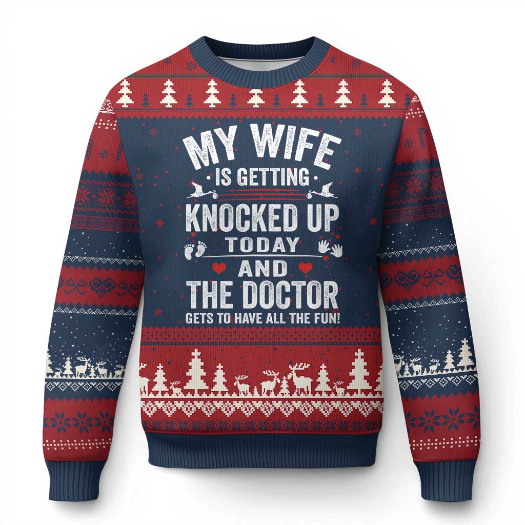 IVF Dad Ugly Christmas Sweater Wife Knocked Up For Embryo Transfer Day - Wonder Print Shop