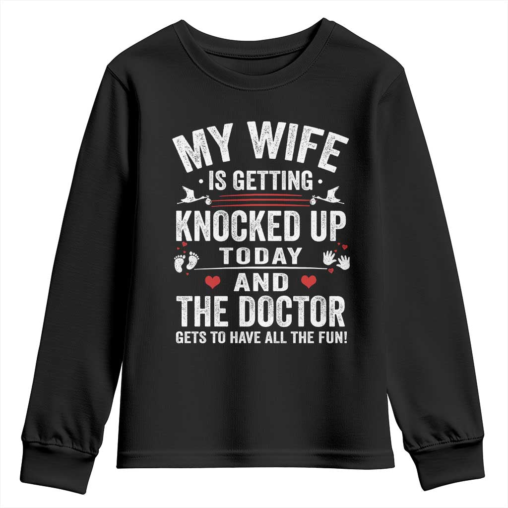 IVF Dad Youth Sweatshirt Wife Knocked Up For Embryo Transfer Day - Wonder Print Shop