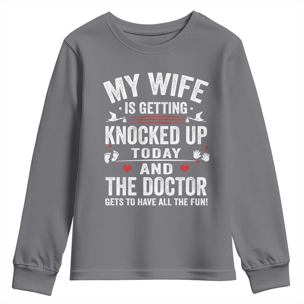 IVF Dad Youth Sweatshirt Wife Knocked Up For Embryo Transfer Day - Wonder Print Shop