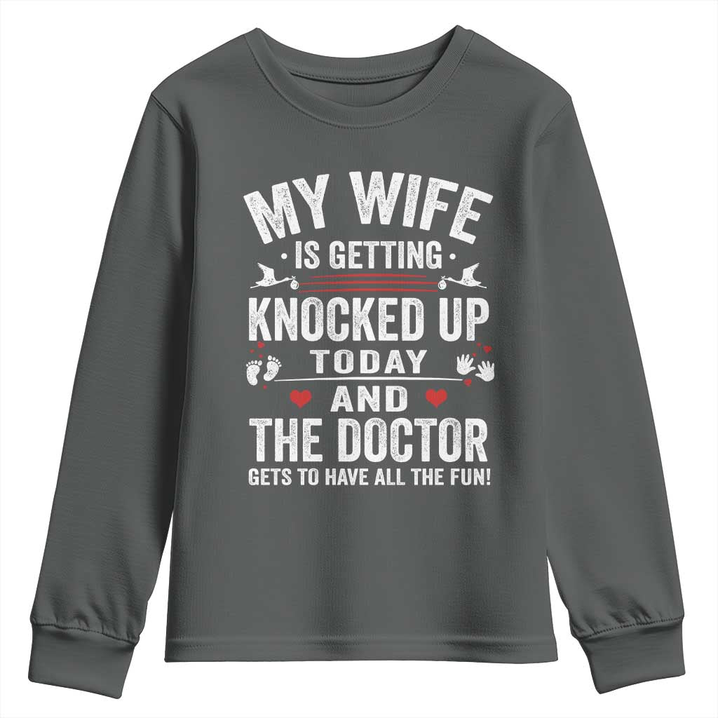 IVF Dad Youth Sweatshirt Wife Knocked Up For Embryo Transfer Day - Wonder Print Shop