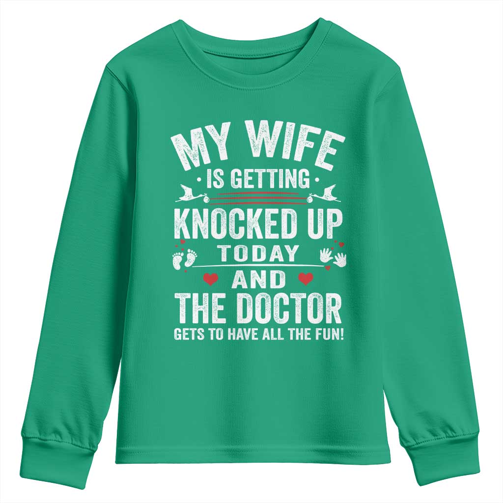 IVF Dad Youth Sweatshirt Wife Knocked Up For Embryo Transfer Day - Wonder Print Shop