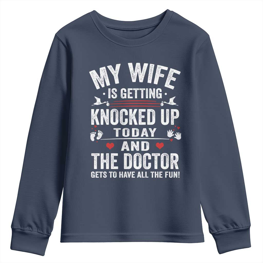 IVF Dad Youth Sweatshirt Wife Knocked Up For Embryo Transfer Day - Wonder Print Shop