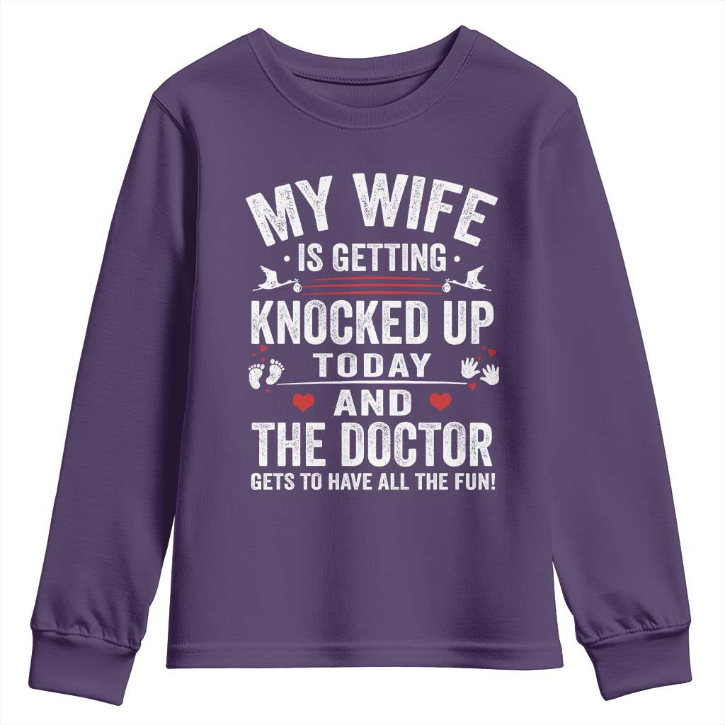 IVF Dad Youth Sweatshirt Wife Knocked Up For Embryo Transfer Day - Wonder Print Shop