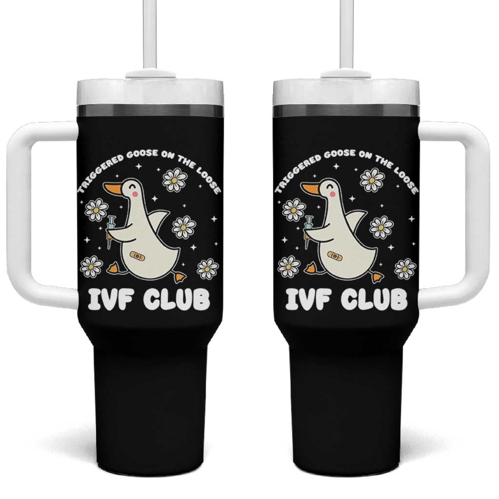 Funny IVF Tumbler With Handle Triggered Goose On The Loose Infertility Support Gift - Wonder Print Shop