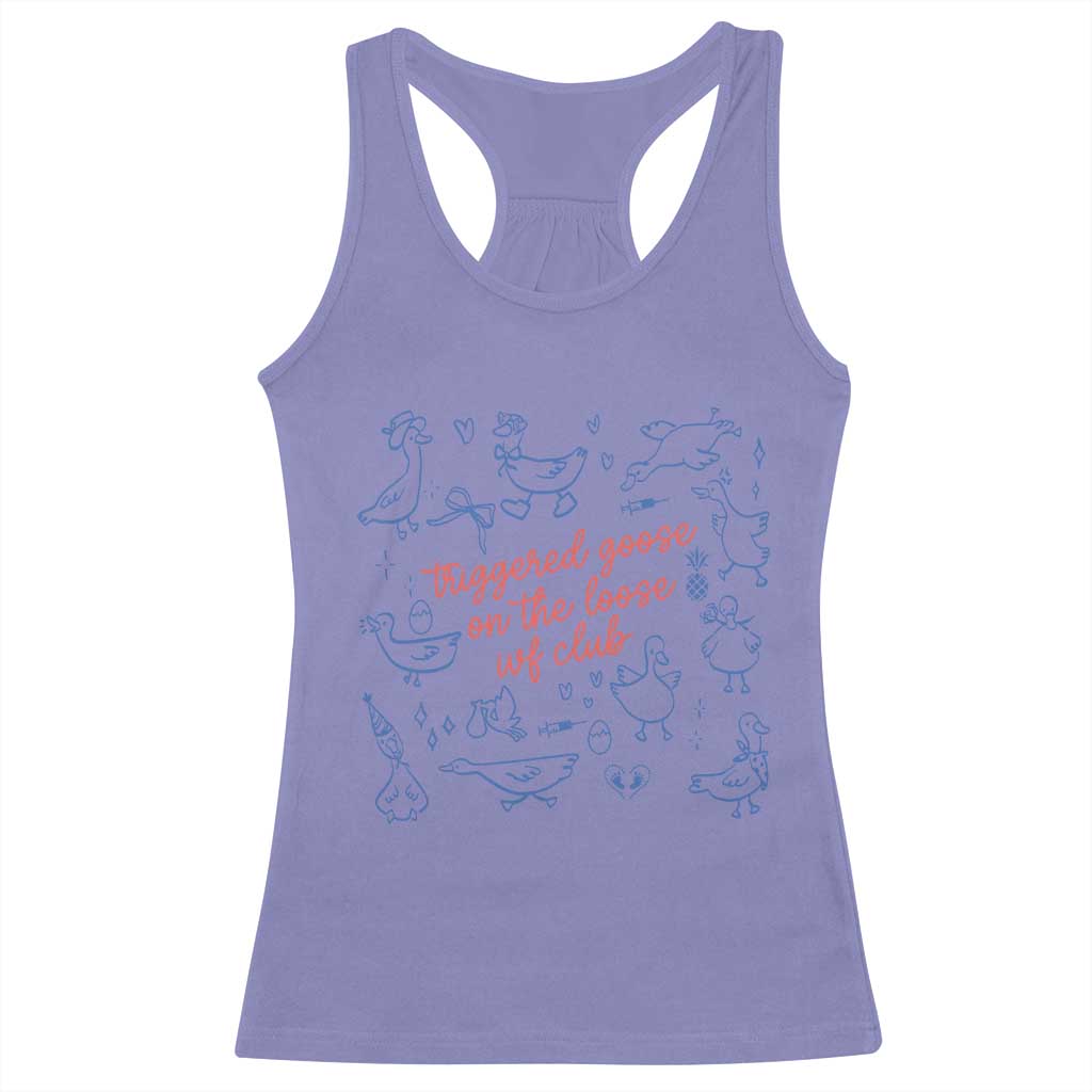 Funny IVF Racerback Tank Top Triggered Goose On The Loose Infertility Support - Wonder Print Shop