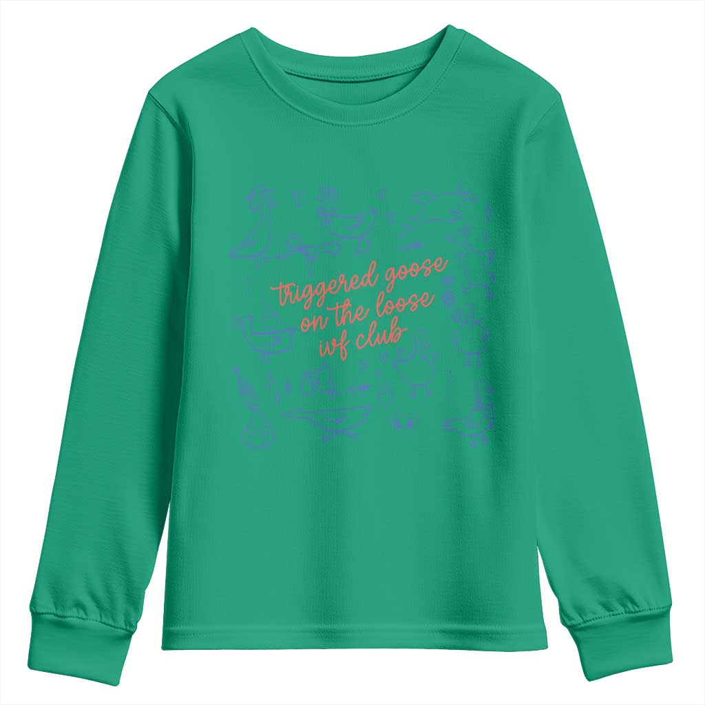 Funny IVF Youth Sweatshirt Triggered Goose On The Loose Infertility Support - Wonder Print Shop