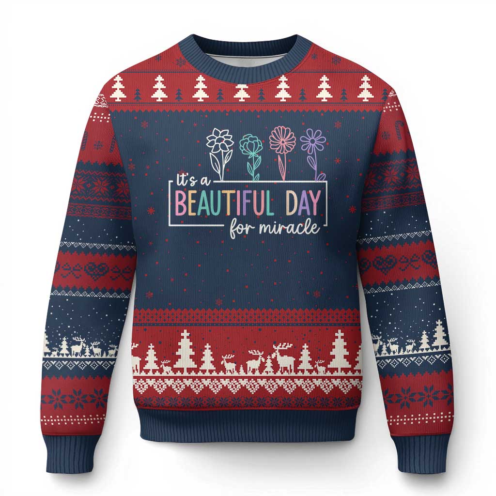Its a Beautiful Day For IVF Miracle Ugly Christmas Sweater Transfer Day Infertility Support Gift - Wonder Print Shop