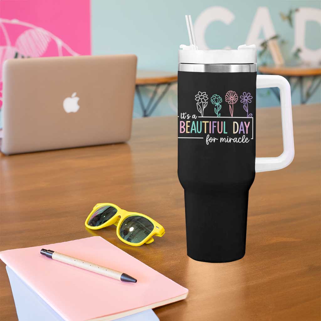 Its a Beautiful Day For IVF Miracle Tumbler With Handle Transfer Day Infertility Support Gift - Wonder Print Shop