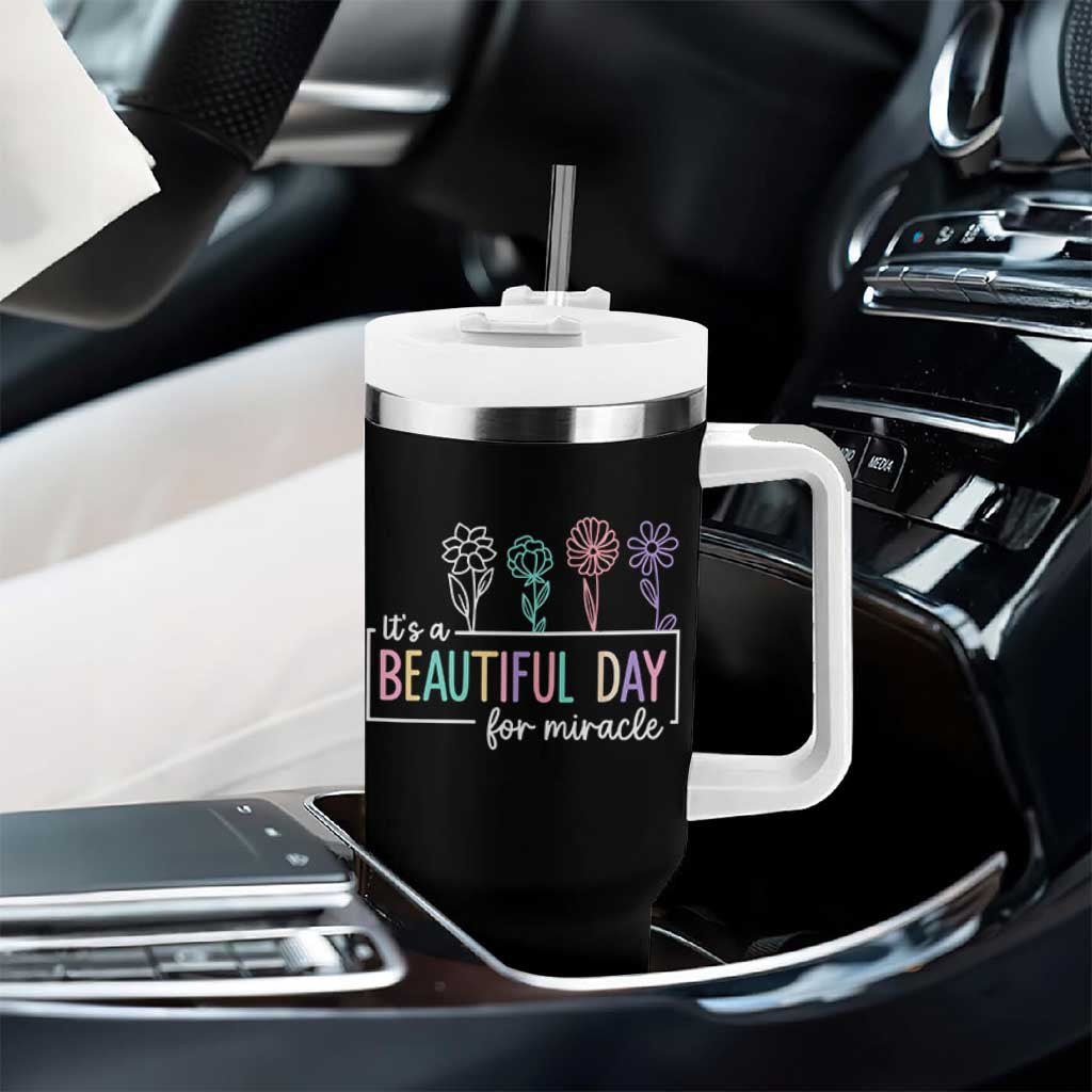 Its a Beautiful Day For IVF Miracle Tumbler With Handle Transfer Day Infertility Support Gift - Wonder Print Shop