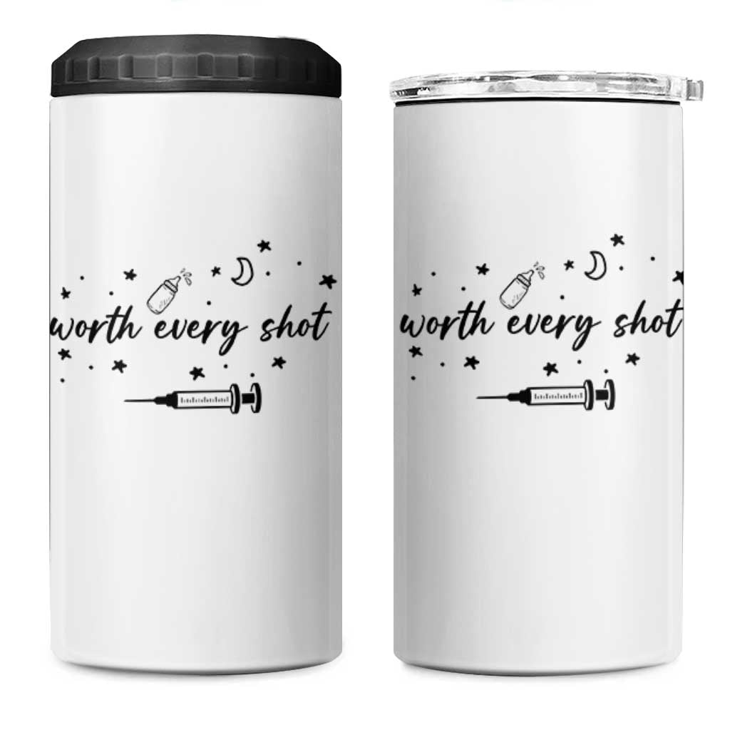 Worth Every Shot 4 in 1 Can Cooler Tumbler IVF Baby Pregnancy Announcement - Wonder Print Shop