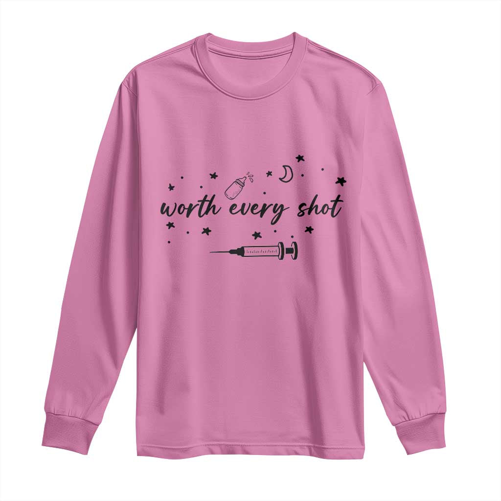 Worth Every Shot Long Sleeve Shirt IVF Baby Pregnancy Announcement - Wonder Print Shop