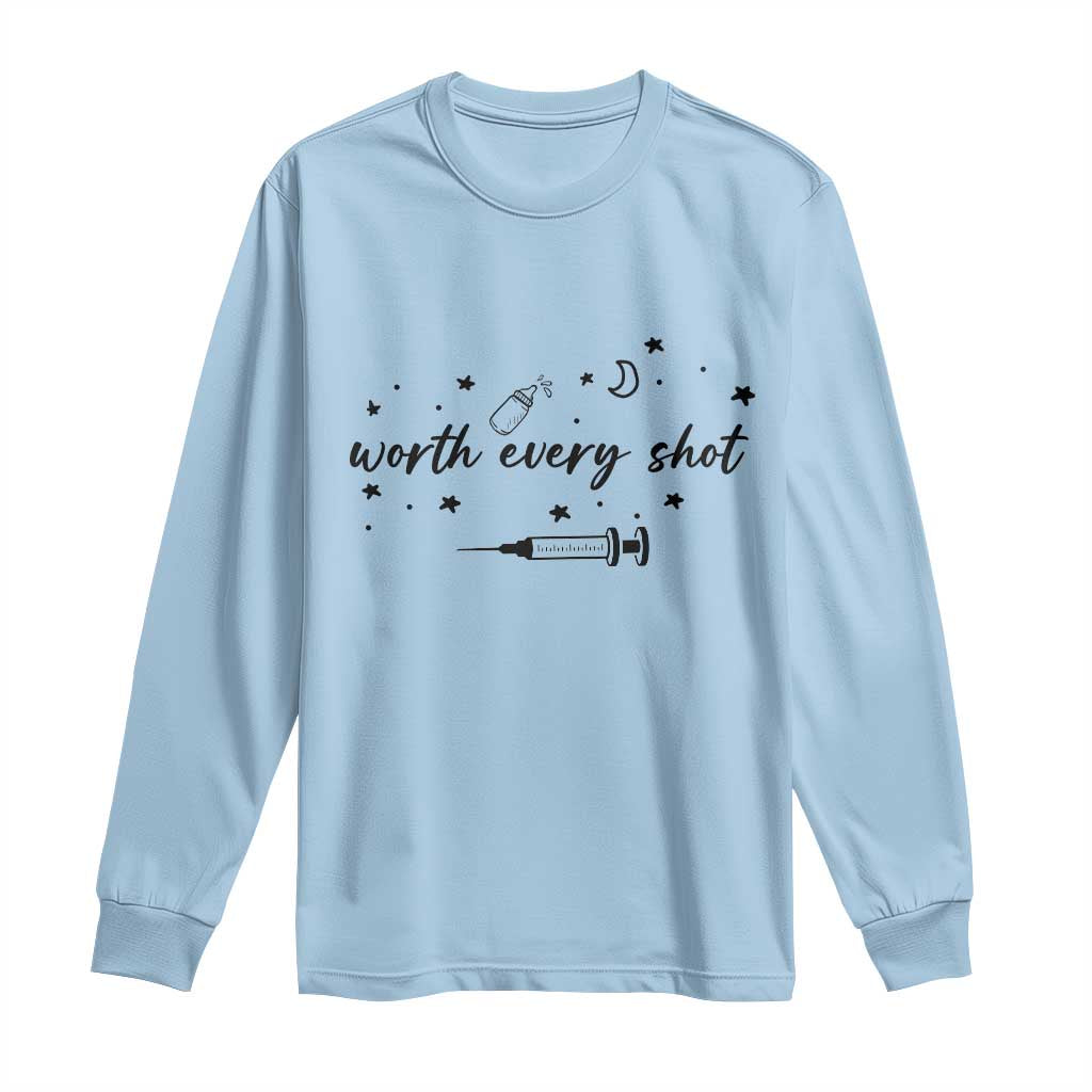 Worth Every Shot Long Sleeve Shirt IVF Baby Pregnancy Announcement - Wonder Print Shop