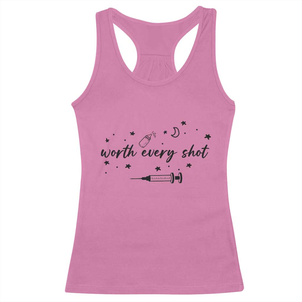 Worth Every Shot Racerback Tank Top IVF Baby Pregnancy Announcement - Wonder Print Shop