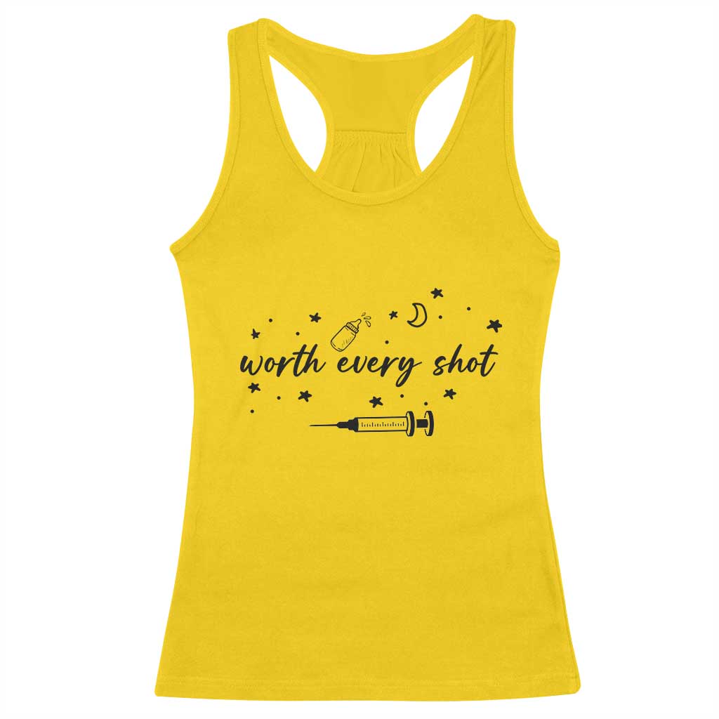 Worth Every Shot Racerback Tank Top IVF Baby Pregnancy Announcement - Wonder Print Shop
