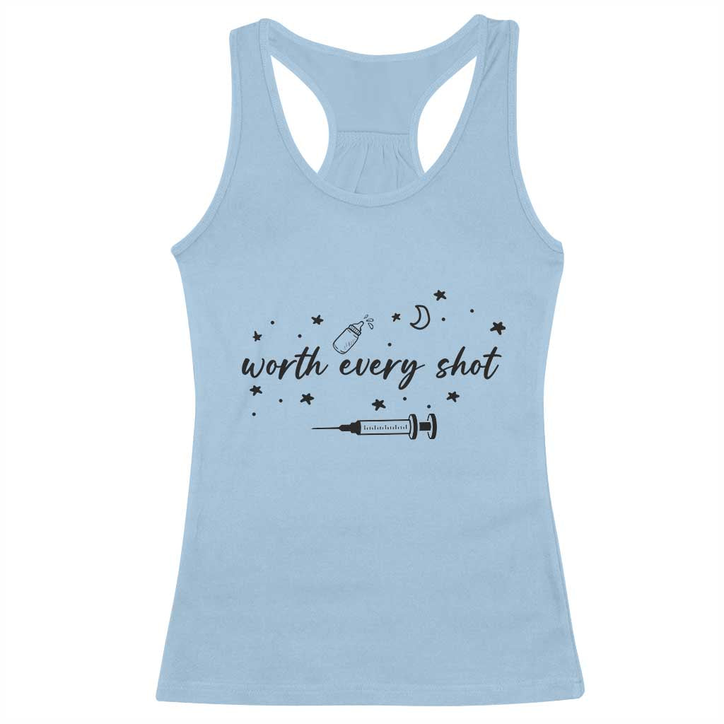 Worth Every Shot Racerback Tank Top IVF Baby Pregnancy Announcement - Wonder Print Shop