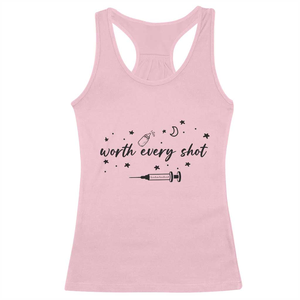 Worth Every Shot Racerback Tank Top IVF Baby Pregnancy Announcement - Wonder Print Shop