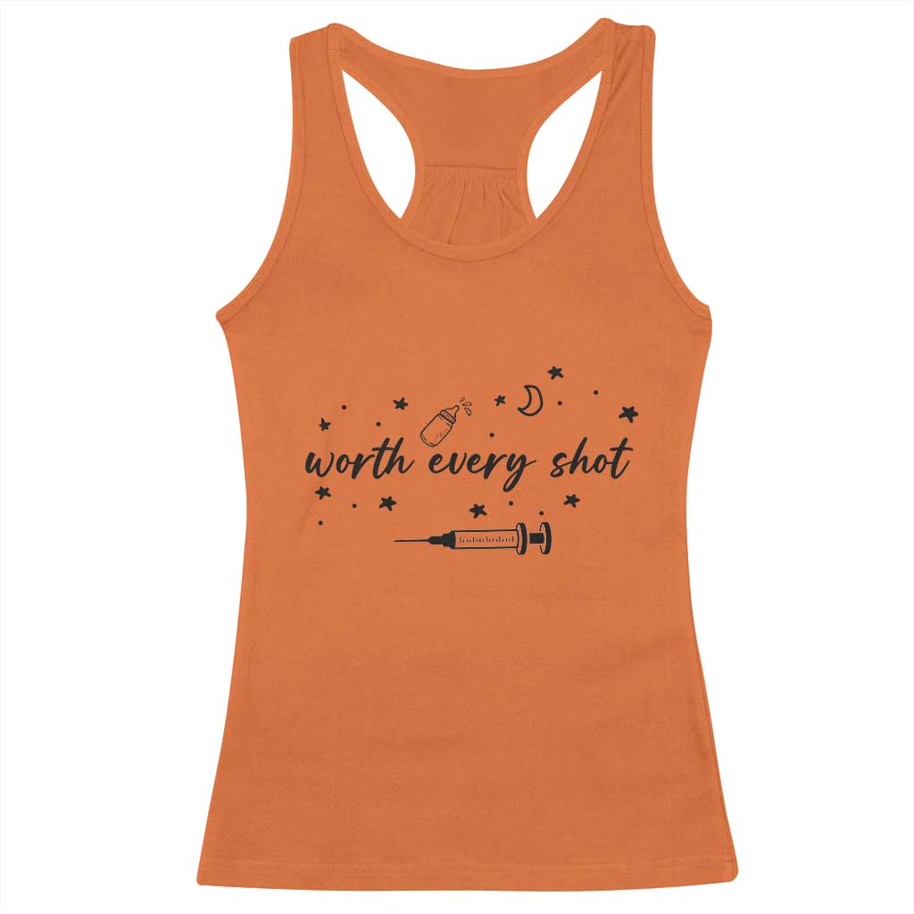 Worth Every Shot Racerback Tank Top IVF Baby Pregnancy Announcement - Wonder Print Shop