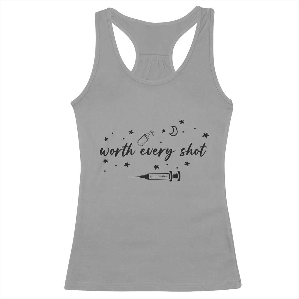 Worth Every Shot Racerback Tank Top IVF Baby Pregnancy Announcement - Wonder Print Shop