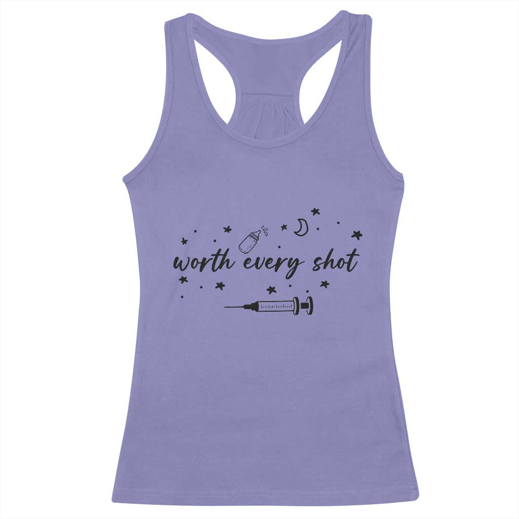 Worth Every Shot Racerback Tank Top IVF Baby Pregnancy Announcement - Wonder Print Shop