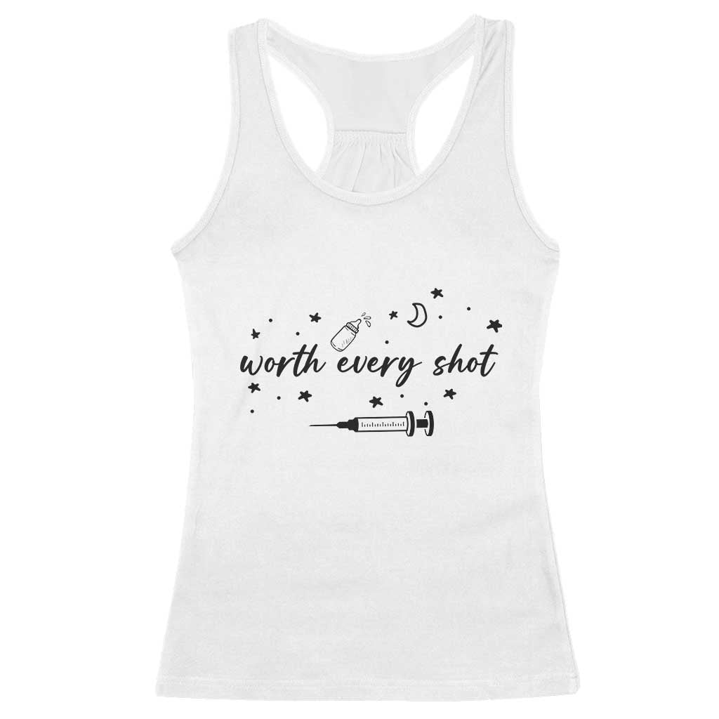 Worth Every Shot Racerback Tank Top IVF Baby Pregnancy Announcement - Wonder Print Shop