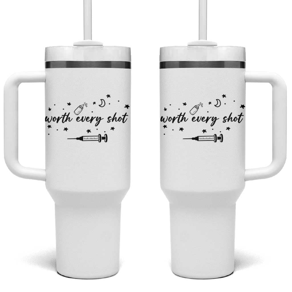 Worth Every Shot Tumbler With Handle IVF Baby Pregnancy Announcement - Wonder Print Shop