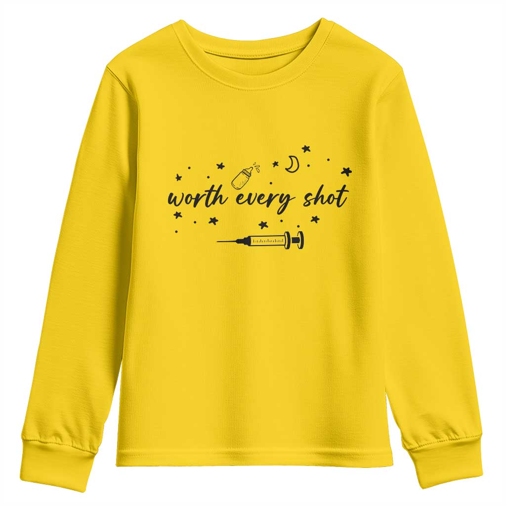 Worth Every Shot Youth Sweatshirt IVF Baby Pregnancy Announcement - Wonder Print Shop