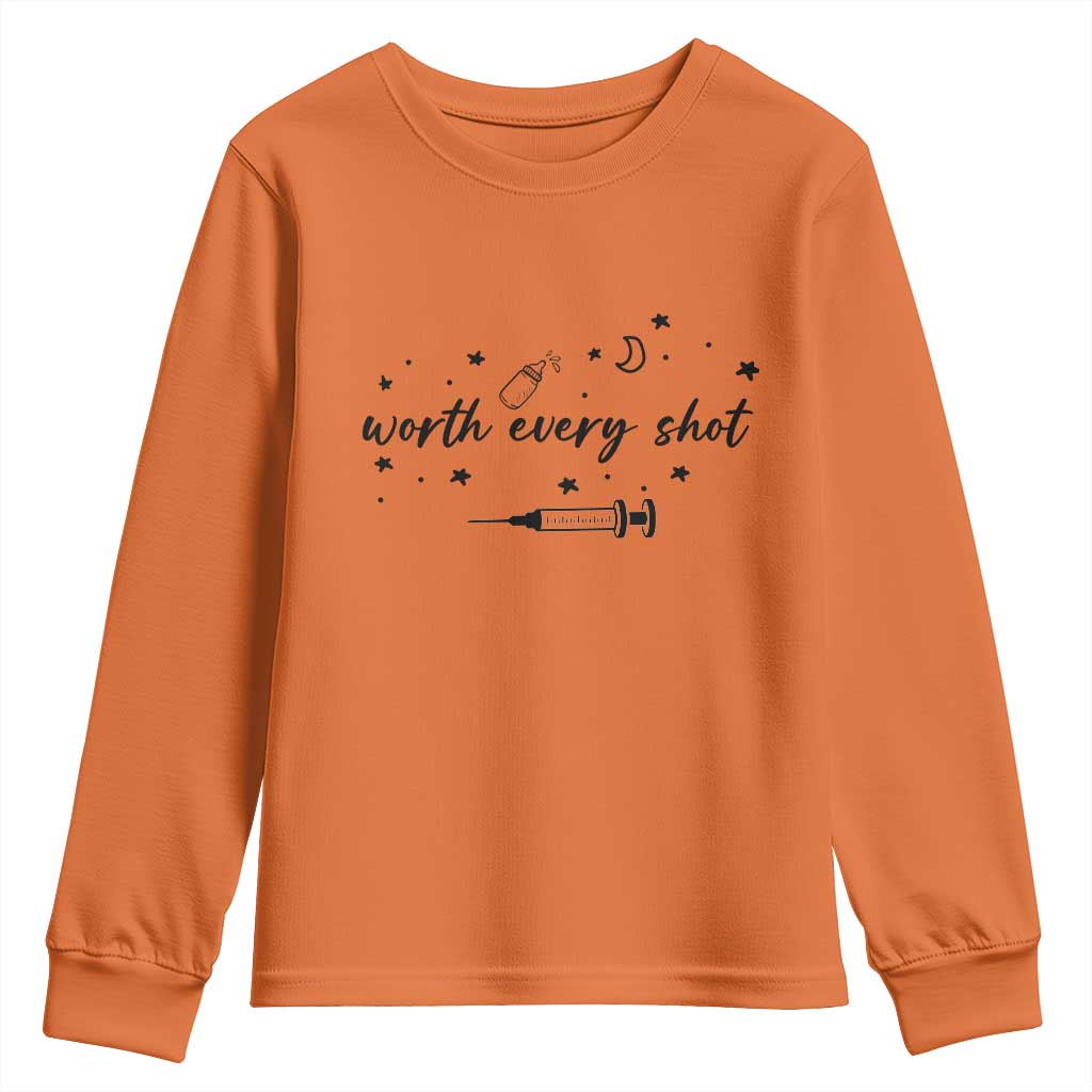 Worth Every Shot Youth Sweatshirt IVF Baby Pregnancy Announcement - Wonder Print Shop
