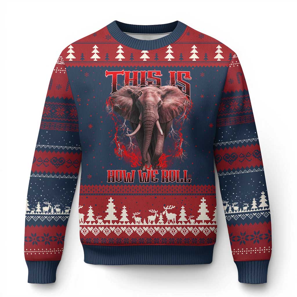 Alabama Fan Ugly Christmas Sweater This Is How We Roll Bama Mascot Game Day - Wonder Print Shop