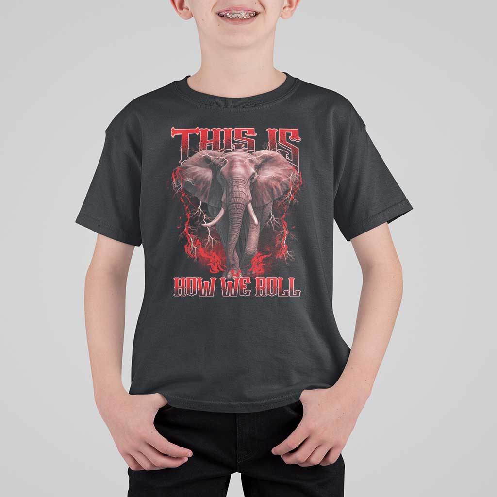 Alabama Fan T Shirt For Kid This Is How We Roll Bama Mascot Game Day - Wonder Print Shop
