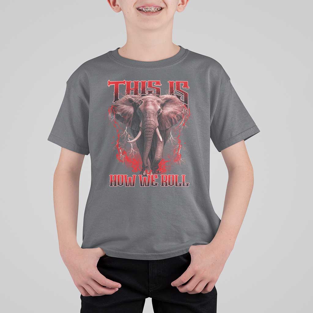 Alabama Fan T Shirt For Kid This Is How We Roll Bama Mascot Game Day - Wonder Print Shop