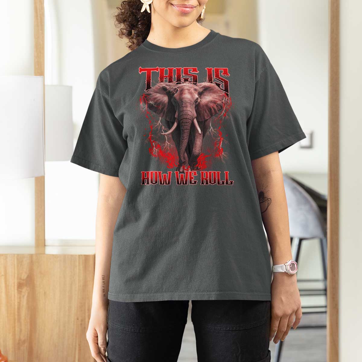 Alabama Fan T Shirt For Women This Is How We Roll Bama Mascot Game Day - Wonder Print Shop