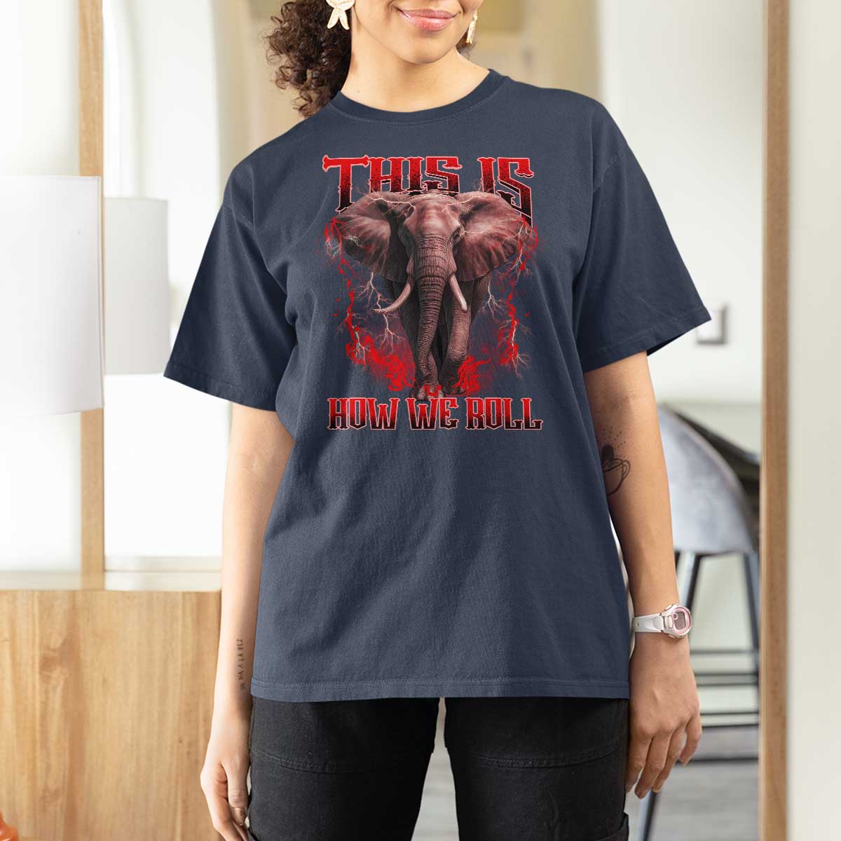 Alabama Fan T Shirt For Women This Is How We Roll Bama Mascot Game Day - Wonder Print Shop