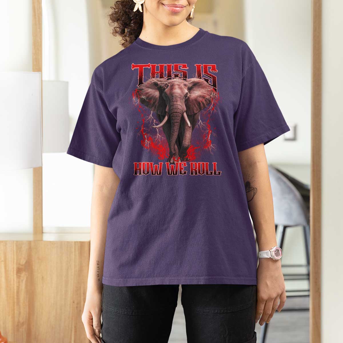 Alabama Fan T Shirt For Women This Is How We Roll Bama Mascot Game Day - Wonder Print Shop
